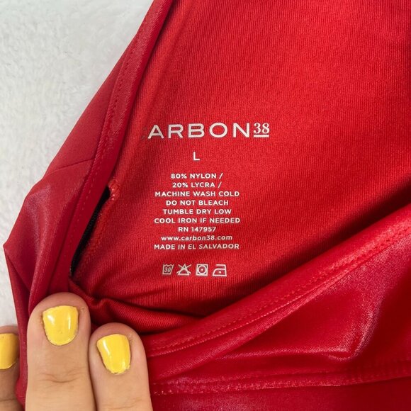 Carbon 38 Action Bra 2.0 Metallic Red Dahlia Racerback Sports Bra Workout sz L - Picture 6 of 11